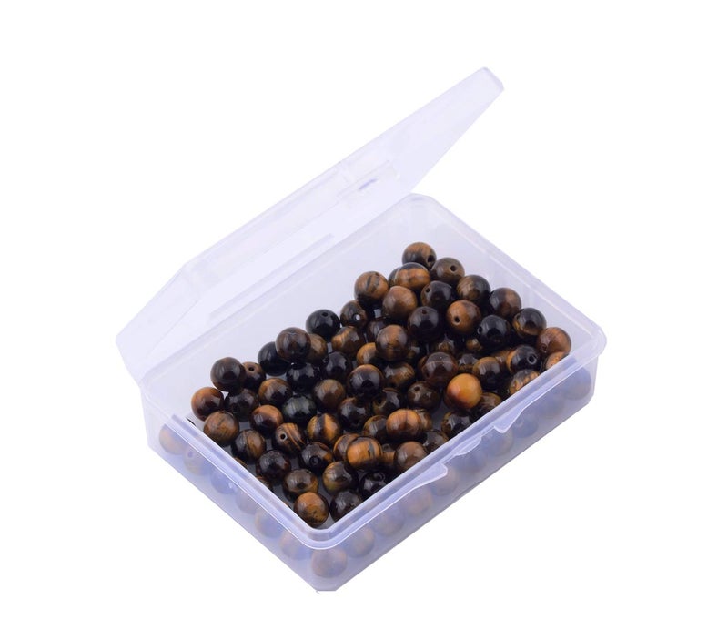 Cmidy Natural Stone Beads 100pcs 8mm Tiger Eye Round Genuine Real Stone Beading Loose Gemstone Hole Size 1mm DIY Smooth Beads for Bracelet Necklace Earrings Jewelry Making (Tiger Eye, 8mm) - Image 2